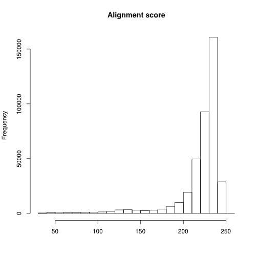 Alignment score histogram
